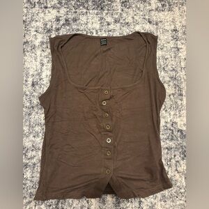 H&M Brown Button-Front Tank Top